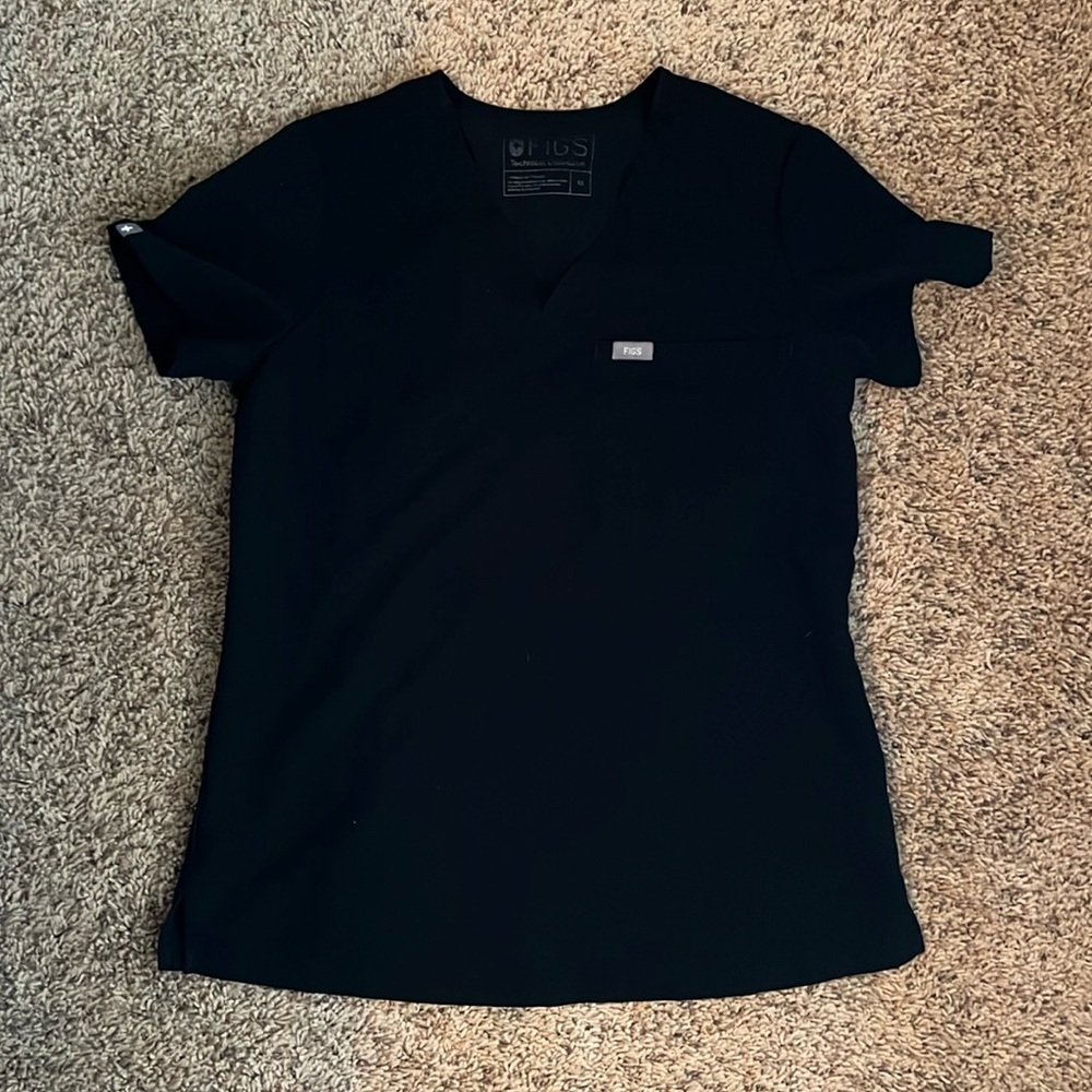 Catarina One-Pocket Scrub Top - Black (XS)